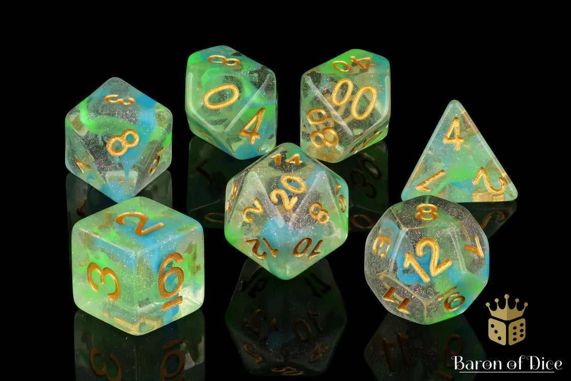 Blue Malachite RPG Dice Set - 7 Pieces × 1
