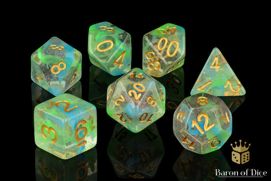 Blue Malachite RPG Dice Set - 7 Pieces × 1