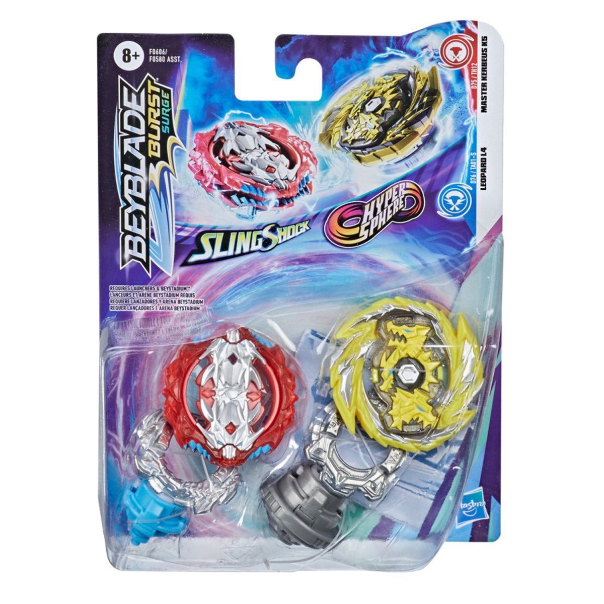 Beyblade Burst Surge SlingShock Hyper Sphere Leopard L4 vs. Master Kerbeus K6