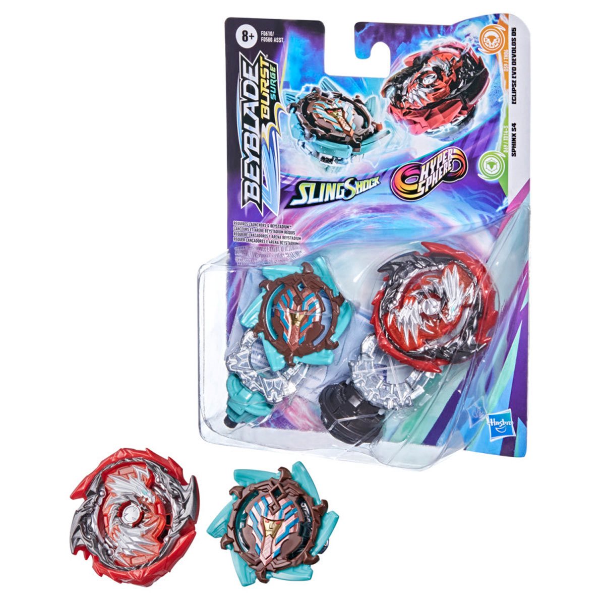 Beyblade Burst Surge Sling Shock Hyper Sphere Sphinx HS and Eclipse Evo D Dual Pack