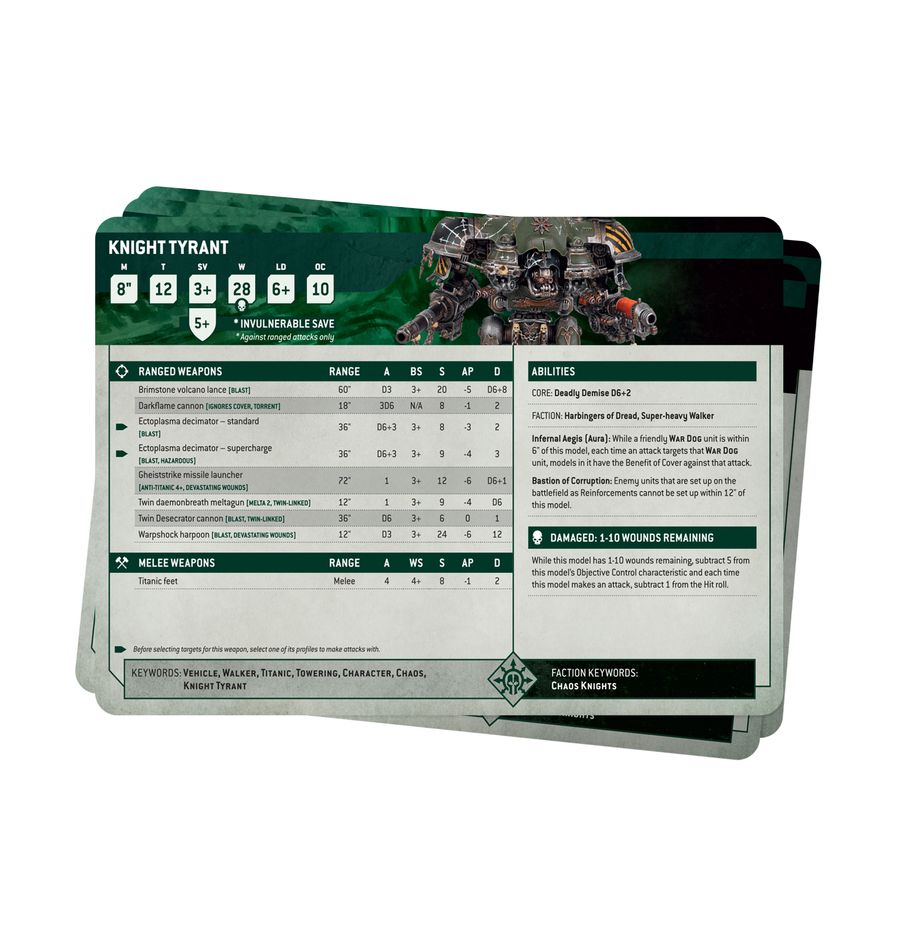 Warhammer 40,000 Datasheet Cards: Chaos Knights