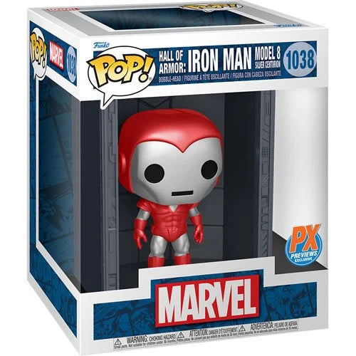 Marvel Iron Man Hall of Armor Iron Man Model 8 Silver Centurion Iron Man Deluxe Pop! Vinyl Figure - Previews Exclusive