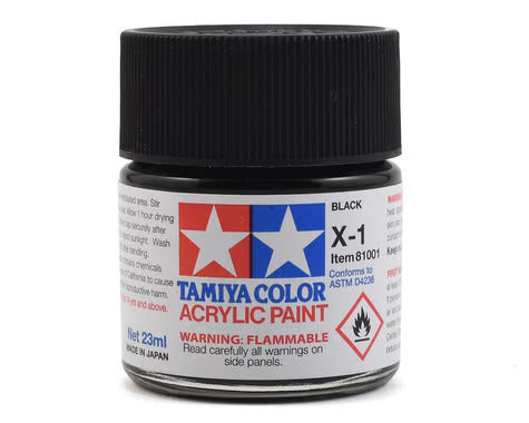 Tamiya X-1 Black Gloss Finish Acrylic Paint (23ml)
